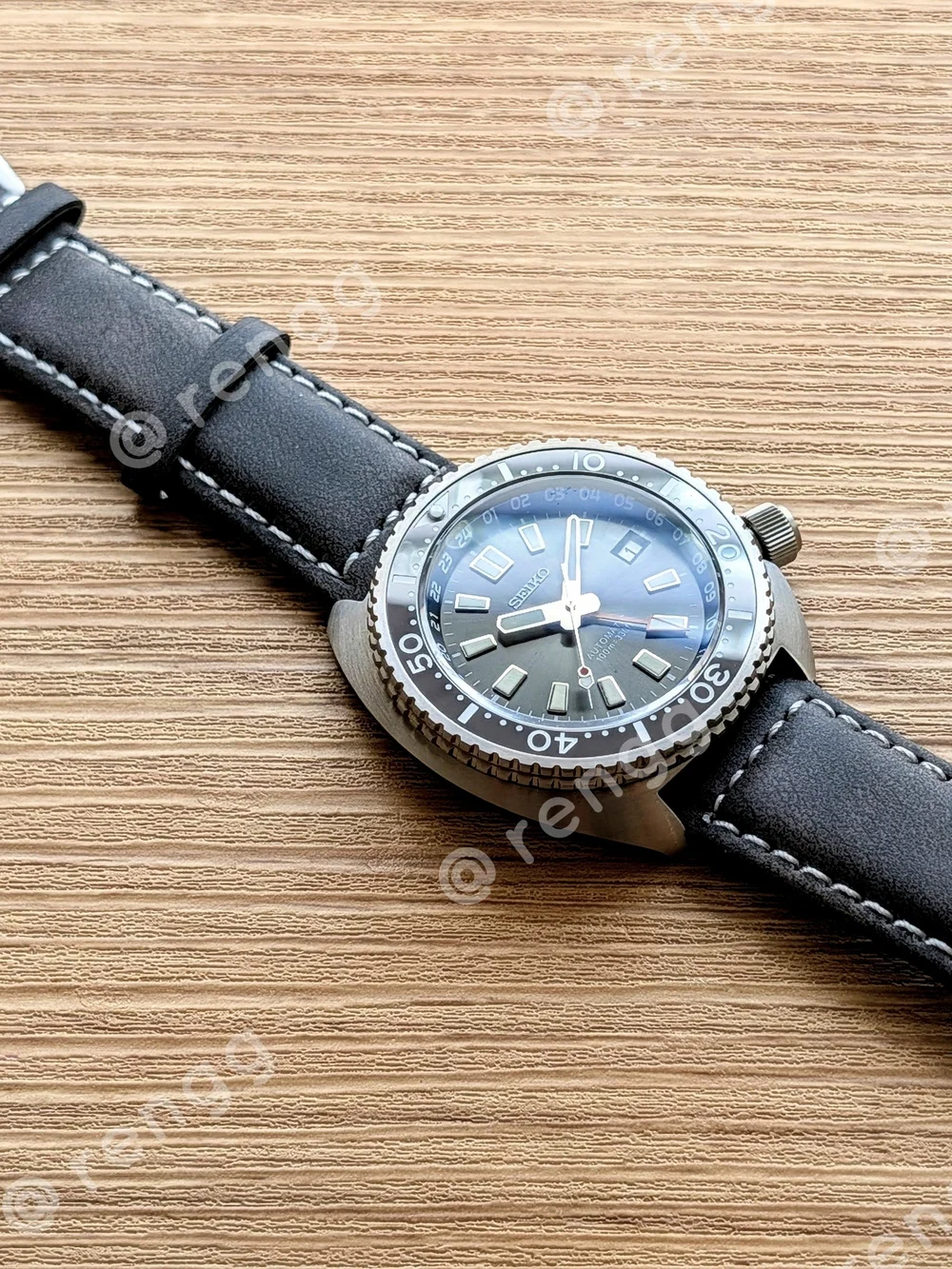 45mm Titanium Seiko GMT Turtle Diver Mod Automatic Watch Dark Gray Sapphire